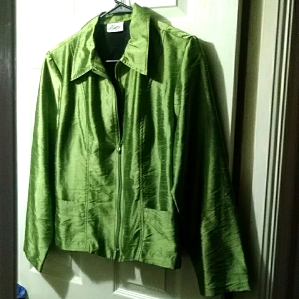Vintage Green shimmery ilyza new york jacket zipper blazer